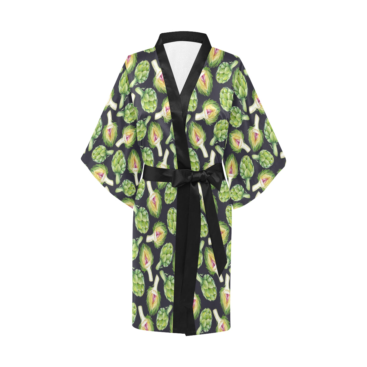 Artichoke Pattern Print Design 01 Women's Short Kimono