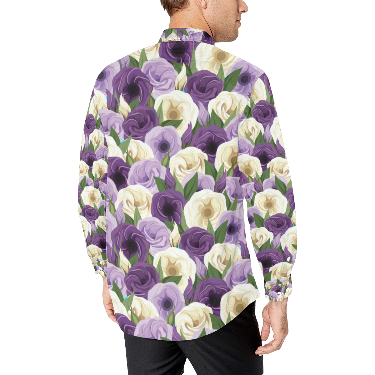 Lisianthus Pattern Print Design LT01 Men's Long Sleeve Shirt