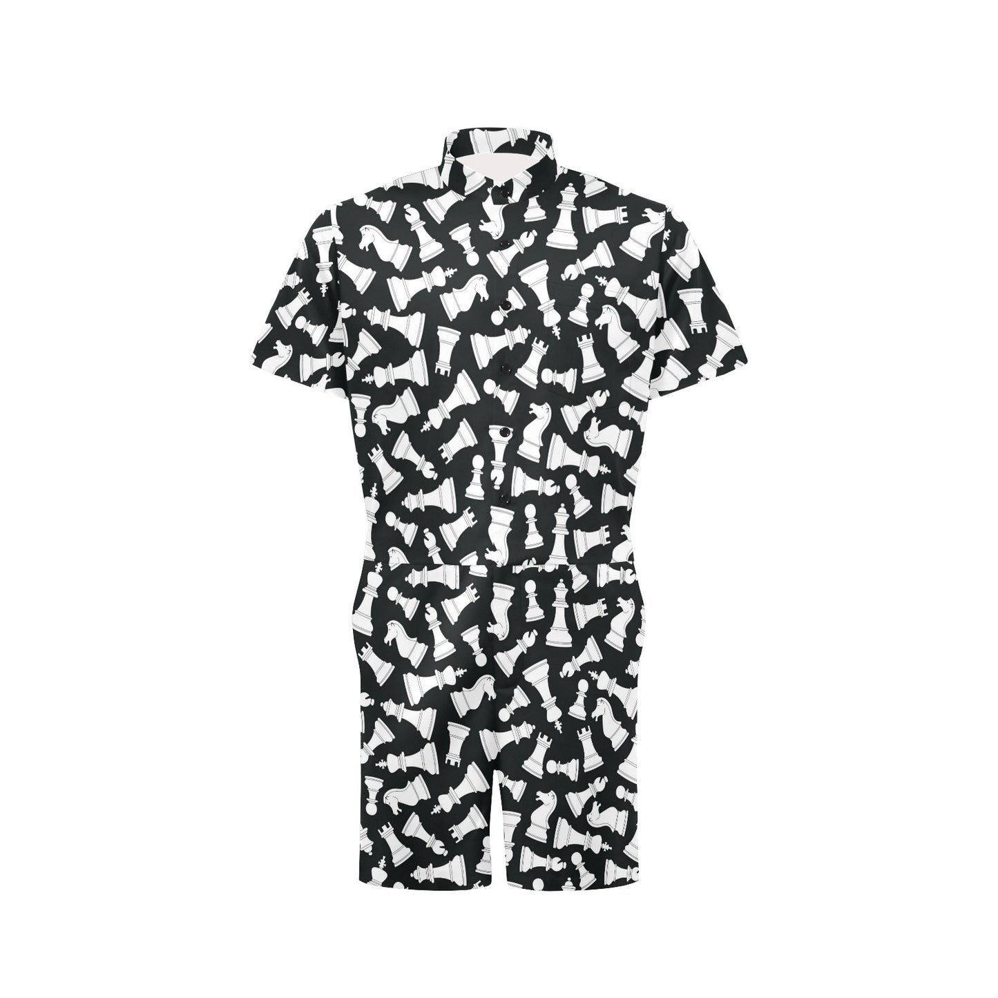 Chess Pattern Print Design 01 Men's Romper