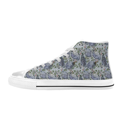 Guinea Fowl Print Design LKS402 High Top Women's White Shoes