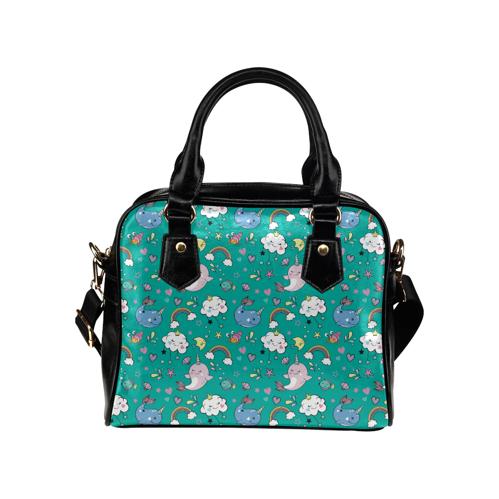 Narwhal Pattern Print Design 04 Shoulder Handbag
