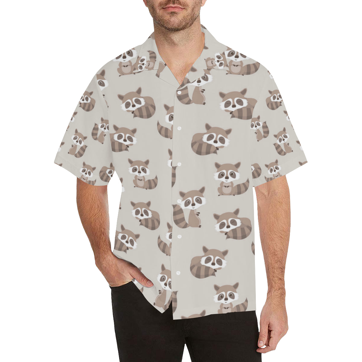 Raccoon Pattern Print Design A05 Men's Hawaiian Shirt
