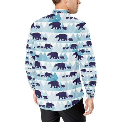 Bear Pattern Print Design BE01 Men's Long Sleeve Shirt