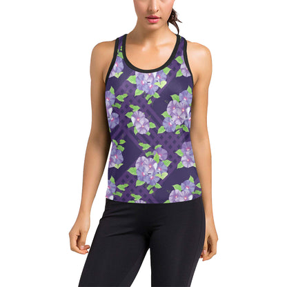Morning Glory Pattern Print Design MG03 Women's Racerback Tank Top