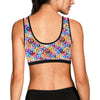 Peace Sign Patchwork Design Print Sports Bra