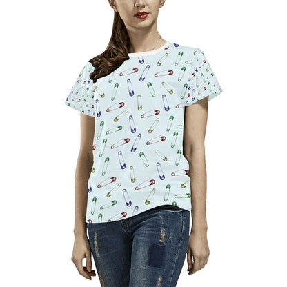 Safety Pin Print Design LKS303 Women's  T-shirt