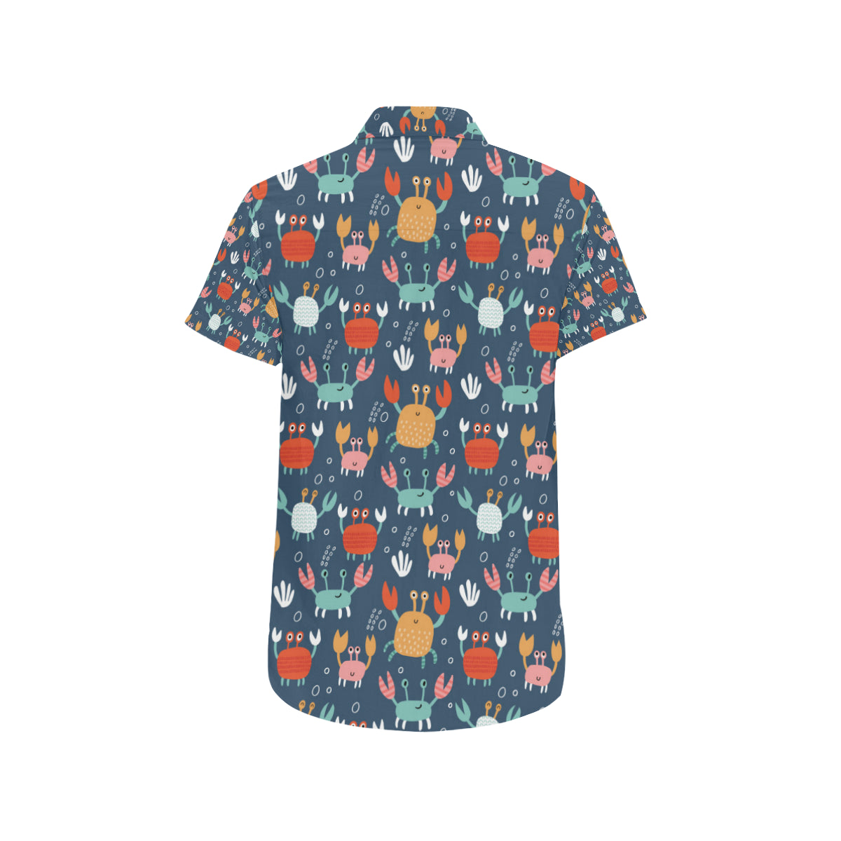 Crab Pattern Print Design 05 Men's Short Sleeve Button Up Shirt