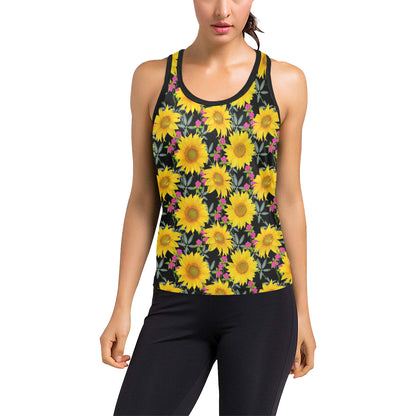 Sunflower Pattern Print Design SF014 Women's Racerback Tank Top