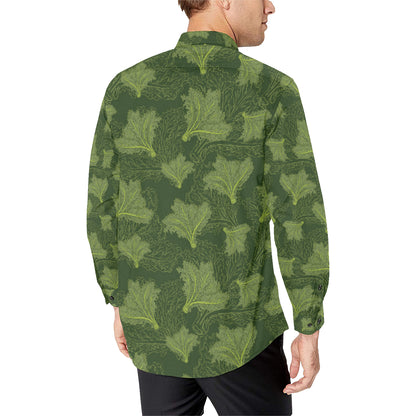 Kale Pattern Print Design 01 Men's Long Sleeve Shirt