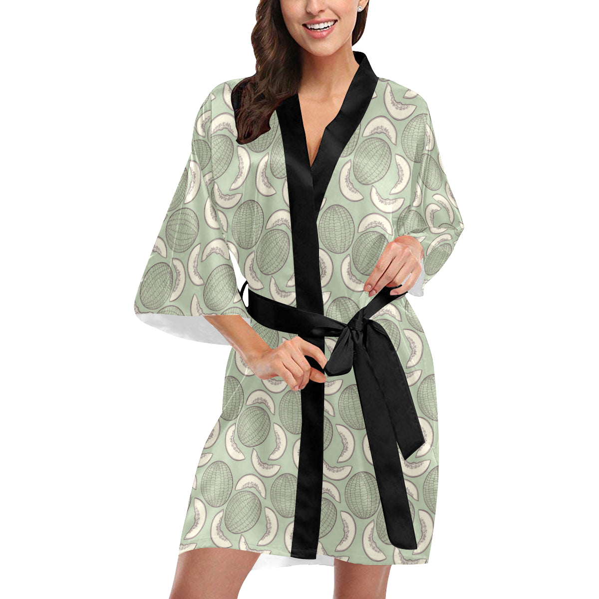 Cantaloupe Pattern Print Design 01 Women's Short Kimono