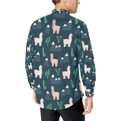 Llama Pattern Print Design 06 Men's Long Sleeve Shirt