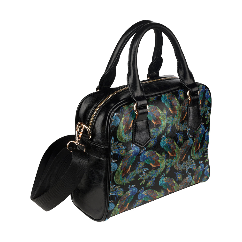 Peacock Pattern Print Design A04 Shoulder Handbag