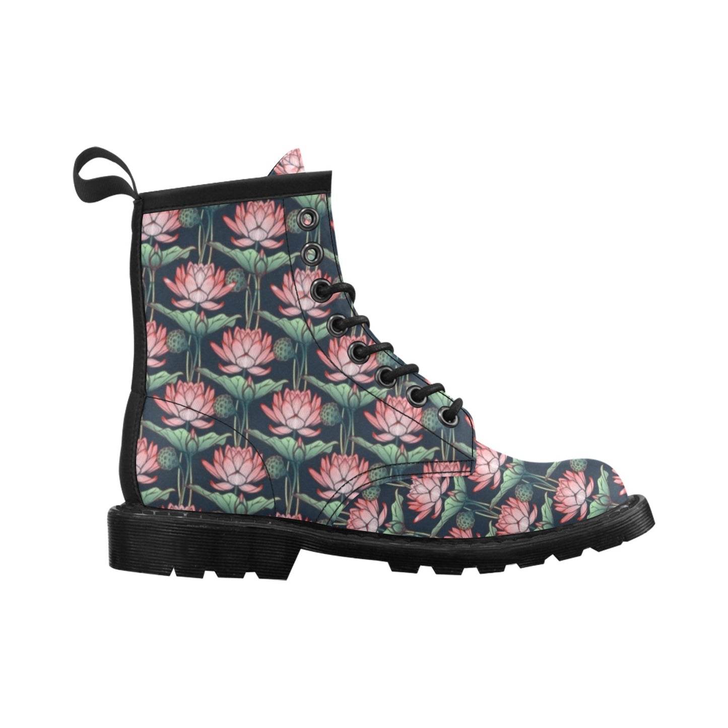 Water Lily Pattern Print Design WL03 Women's Boots