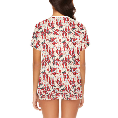 Santa Christmas Themed Print Design LKS302 Women's Short Pajama Set