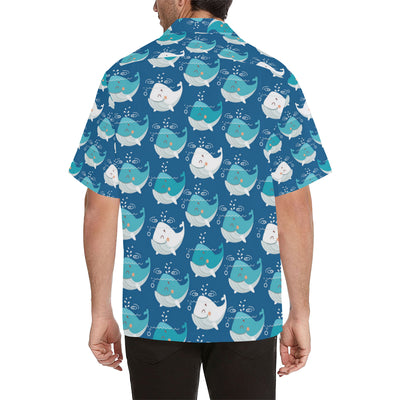 Blue Whale Pattern Print Design 01 Men's Hawaiian Shirt