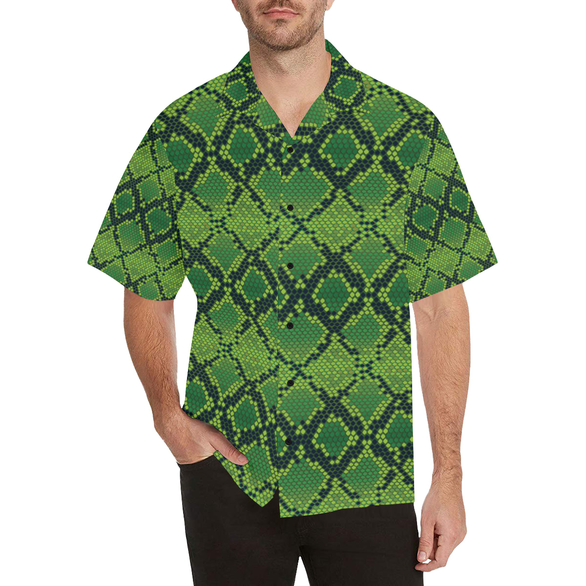 Python Green Pattern Print Design A01 Men's Hawaiian Shirt