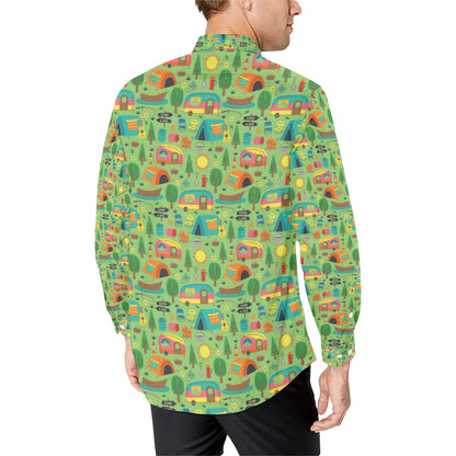 Camping Camper Pattern Print Design 04 Men's Long Sleeve Shirt
