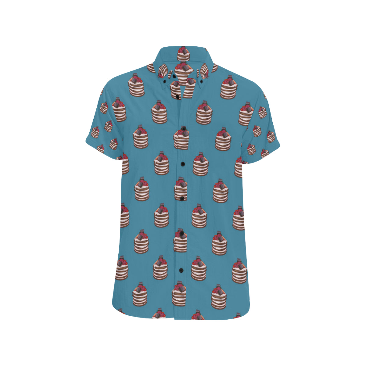 Pancake Pattern Print Design A03 Men's Short Sleeve Button Up Shirt