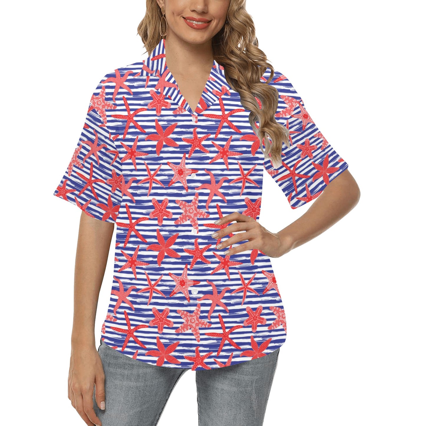 Starfish Print Design LKS401 Women's Hawaiian Shirt