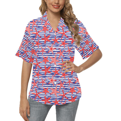 Starfish Print Design LKS401 Women's Hawaiian Shirt