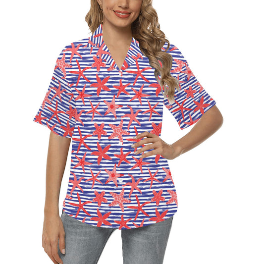 Starfish Print Design LKS401 Women's Hawaiian Shirt