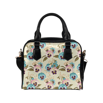 Pansy Pattern Print Design A02 Shoulder Handbag