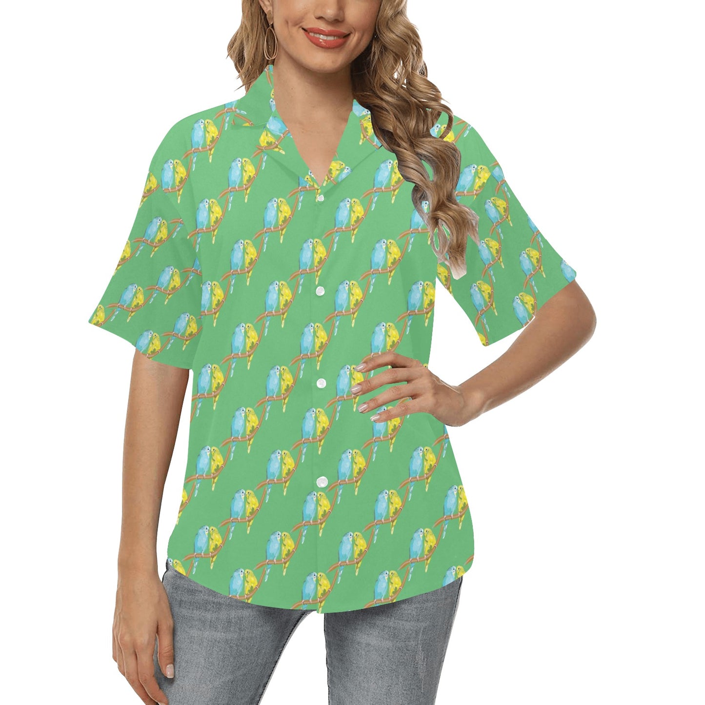 Budgerigar Pattern Print Design 01 Women's Hawaiian Shirt