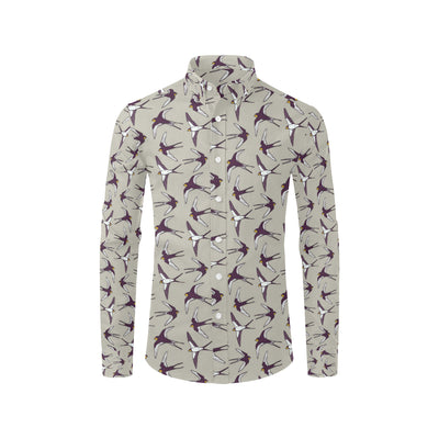 Swallow Bird Pattern Print Design 03 Men's Long Sleeve Shirt