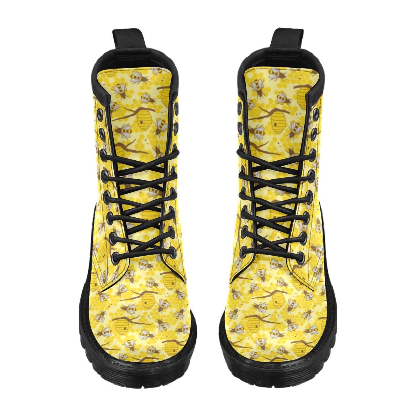 Bee With Honeycomb Print Design LKS302 Women's Boots