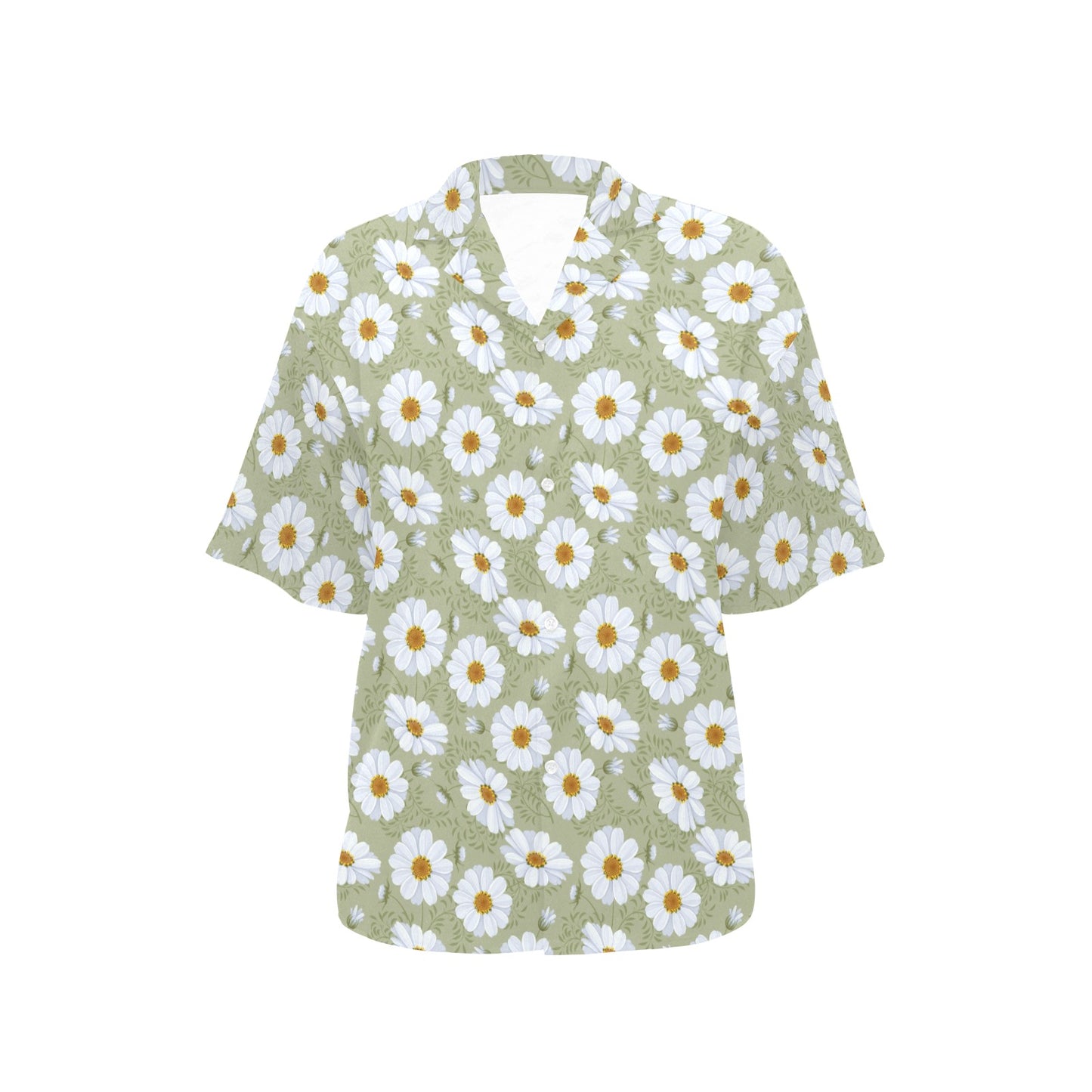 Daisy Yellow Print Pattern Women's Hawaiian Shirt