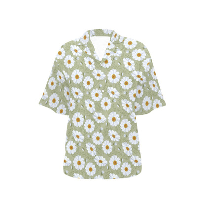 Daisy Yellow Print Pattern Women's Hawaiian Shirt