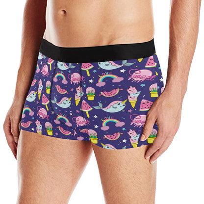 Narwhal Cute Pattern Print Design 02 Men's Boxer Briefs