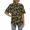 Gold Tribal Turtle Polynesian Themed Women's Hawaiian Shirt