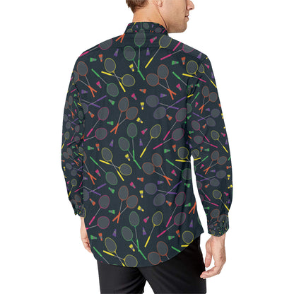 Badminton Pattern Print Design 04 Men's Long Sleeve Shirt