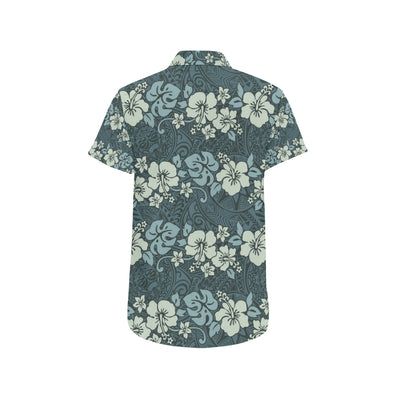 Flower Hawaiian Hibiscus Style Print Pattern Men's Short Sleeve Button Up Shirt