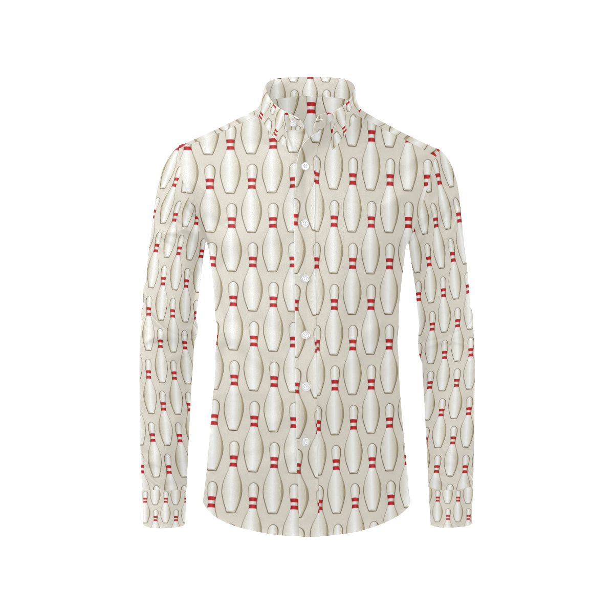 Bowling Pin Pattern Print Design 01 Men's Long Sleeve Shirt