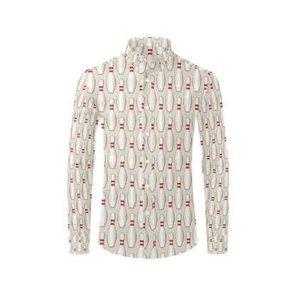 Bowling Pin Pattern Print Design 01 Men's Long Sleeve Shirt