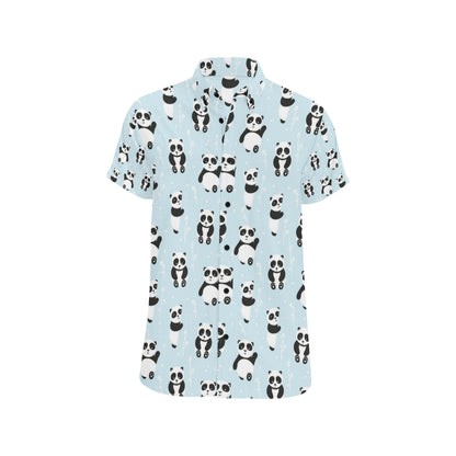 Panda Pattern Print Design A01 Men's Short Sleeve Button Up Shirt