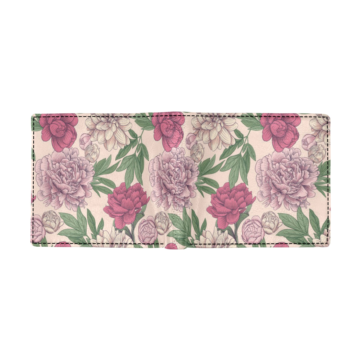 Peony Pattern Print Design A01 Men's ID Card Wallet