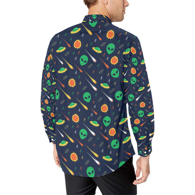 Alien UFO Pattern Print Design 05 Men's Long Sleeve Shirt