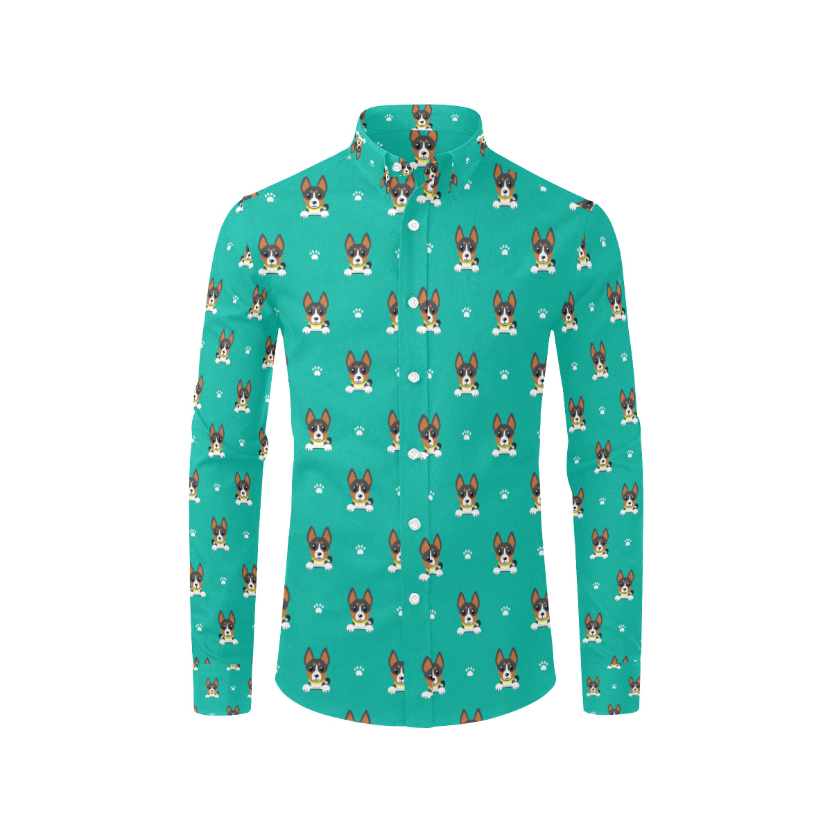 Basenji Pattern Print Design 03 Men's Long Sleeve Shirt