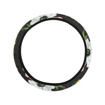 Anemone Pattern Print Design AM07 Steering Wheel Cover with Elastic Edge