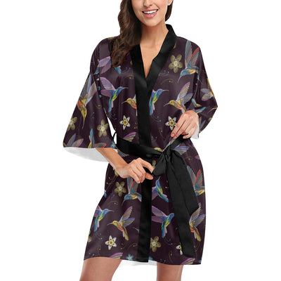 Hummingbird Pattern Print Design 04 Women's Short Kimono