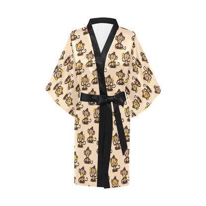 Monkey Pattern Print Design 03 Women's Short Kimono