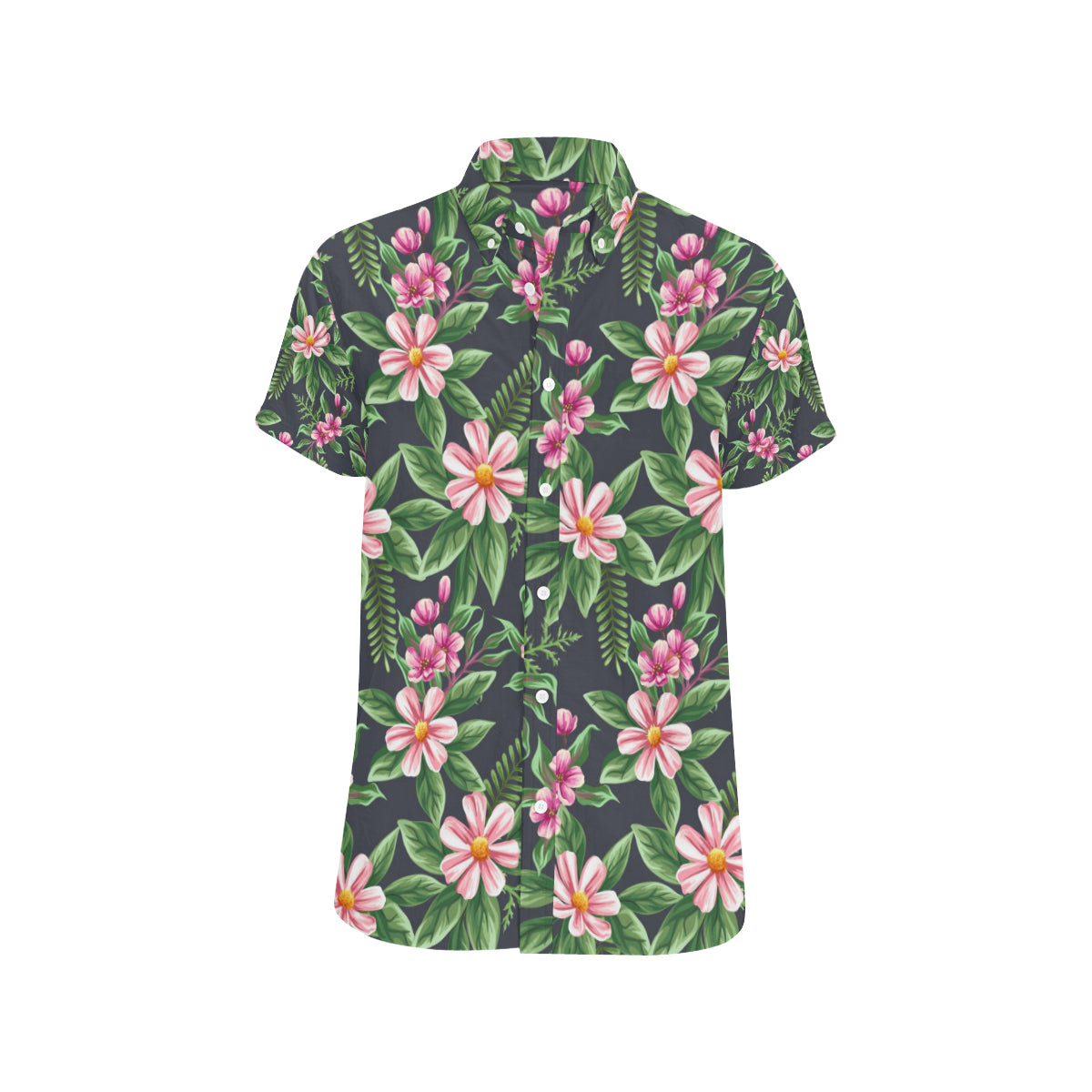 Summer Floral Pattern Print Design SF010 Men's Short Sleeve Button Up Shirt