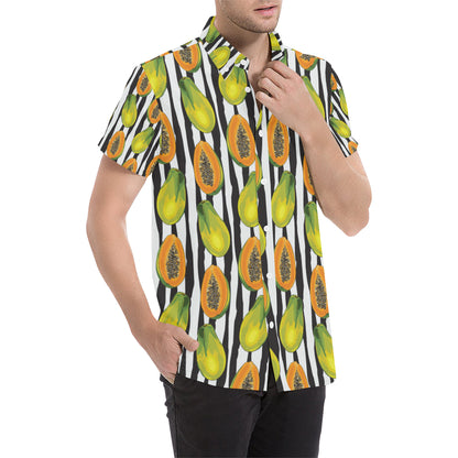 Papaya Pattern Print Design PP01 Men's Short Sleeve Button Up Shirt