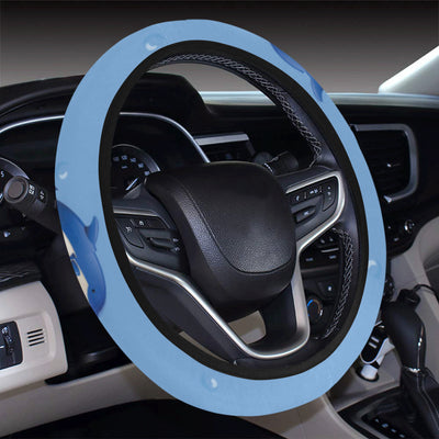 Dolphin Blue Print Steering Wheel Cover with Elastic Edge