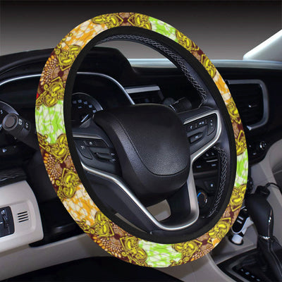 African Classic Print Pattern Steering Wheel Cover with Elastic Edge