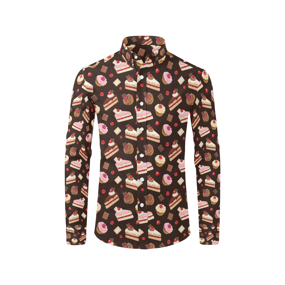 Cake Pattern Print Design 04 Men's Long Sleeve Shirt
