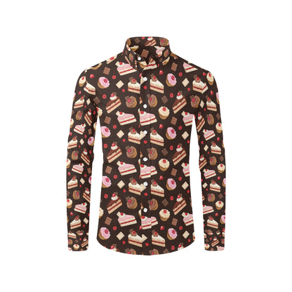 Cake Pattern Print Design 04 Men's Long Sleeve Shirt